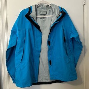 L.L. Bean Waterproof Rain Jacket Women's Light Blue Hooded Weatherproof Parka XL